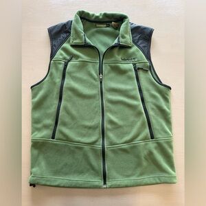 Timberland Men’s Full Zip Fleece Vest Olive Green Shoulder Overlays Size Medium